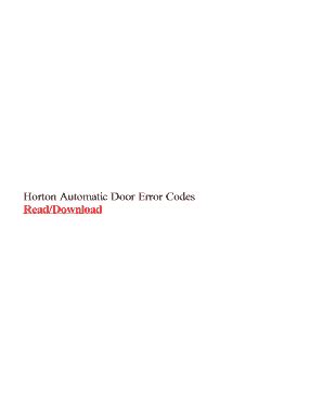 horton automatic door troubleshooting pdf PDF