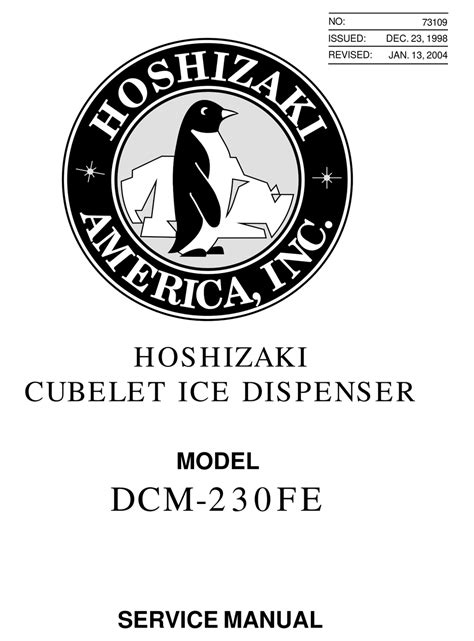 hoshizaki dcm 230fe uk owners manual PDF