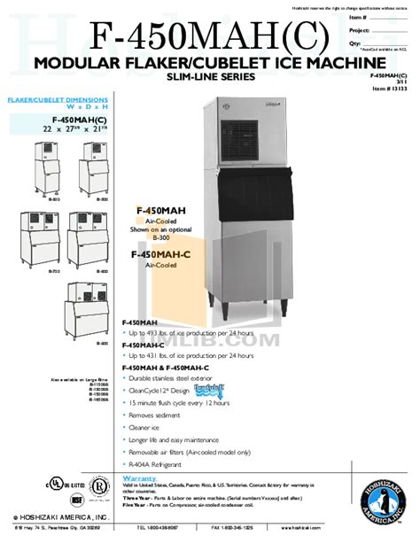 hoshizaki f 251u owners manual PDF