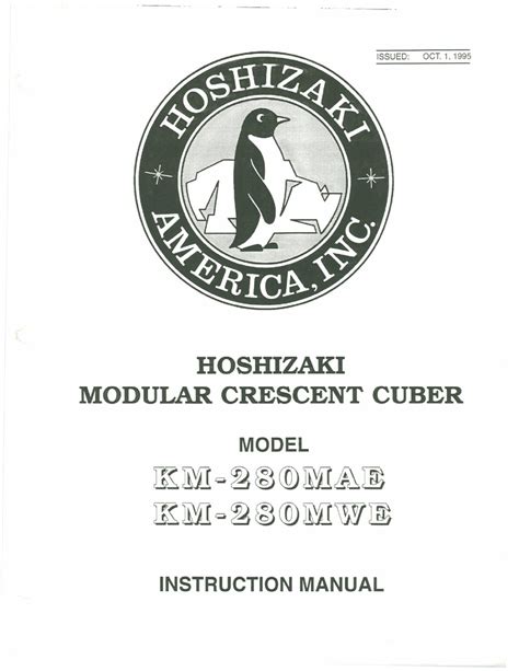 hoshizaki owners manual km280mwf Reader