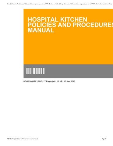 hospital kitchen policies procedures manual Doc