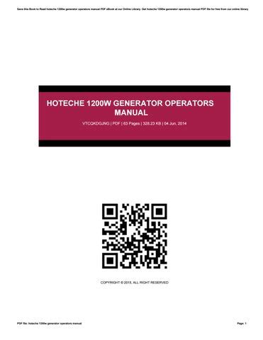 hoteche 1200w generator operators manual Epub