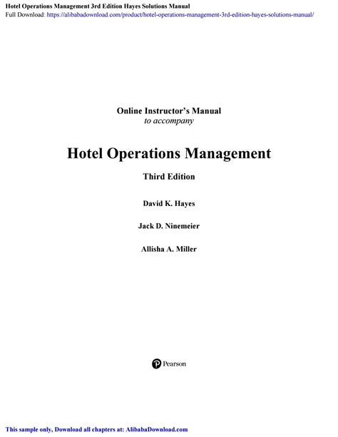 hotel operations manual free download Doc