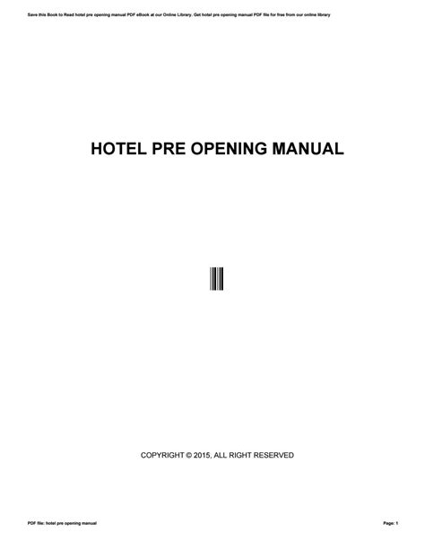 hotel pre opening manual marriott Ebook Doc