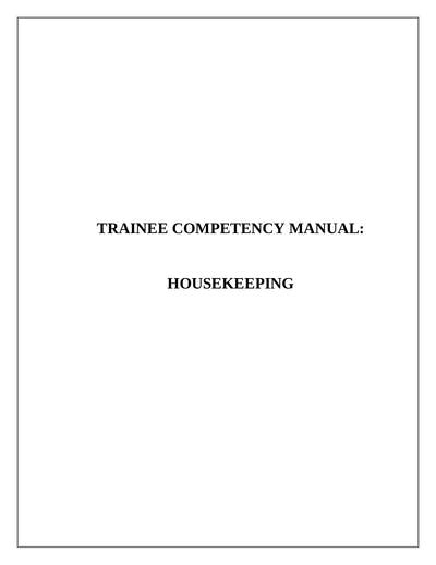 housekeeping training manual free download Epub