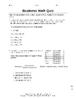 how business math worksheet answers Kindle Editon