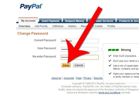 how do i change paypal password