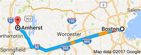 how far is amherst from boston