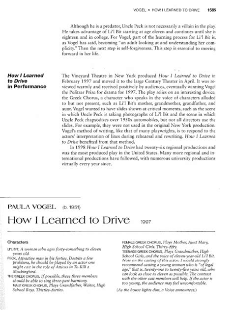 how i learned to drive script pdf Epub