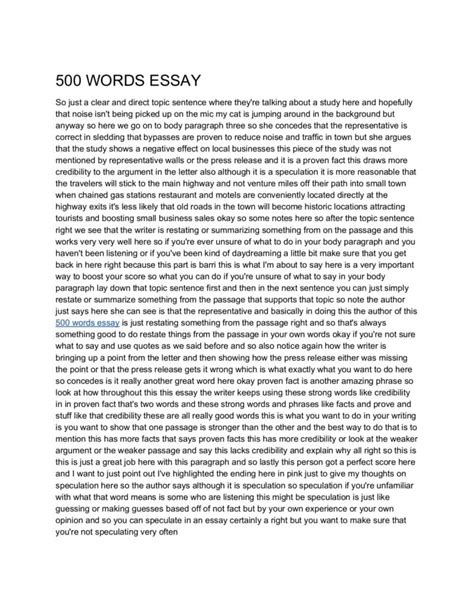 how long is a 500 word essay single spaced Doc