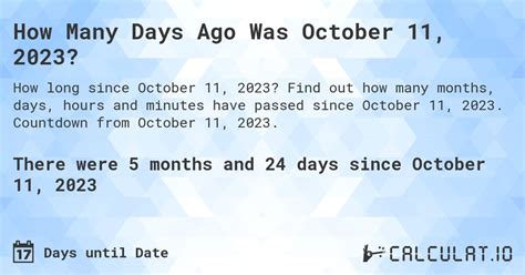 how long until october 11