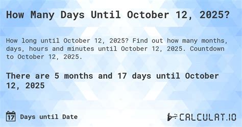 how long until october 12