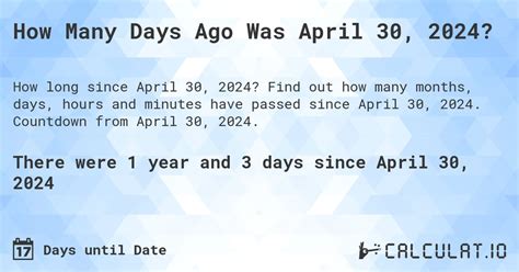 how many days until april 30 2025