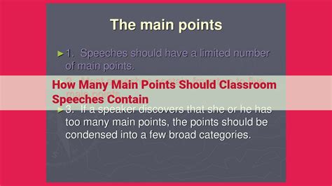 how many main points should classroom speeches contain