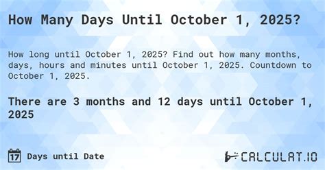 how many more days until october 1