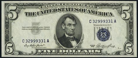 how much is a five dollar bill from 1953 worth
