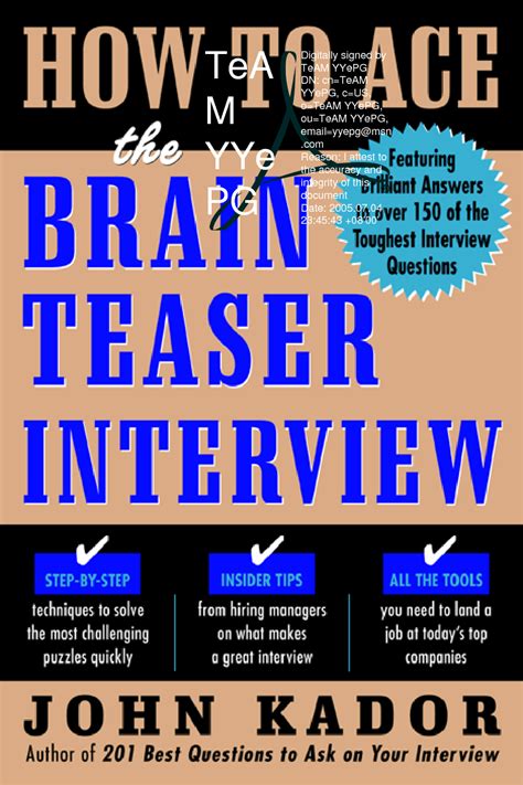 how to ace the brainteaser interview Kindle Editon