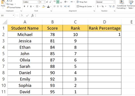 how to calculate percentage of class rank