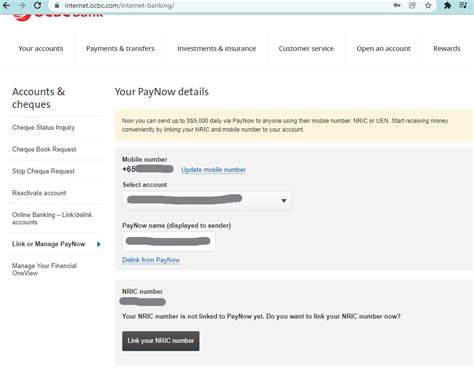how to change paynow account from ocbc to dbs