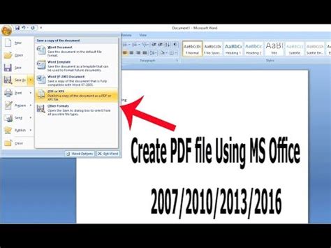 how to create a pdf in microsoft word Kindle Editon