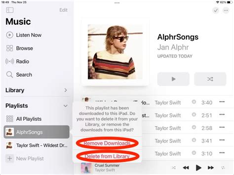 how to delete songs from ipad music library Reader