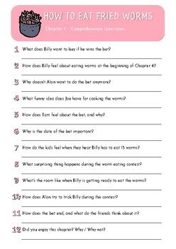 how to eat fried worms chapter questions Reader
