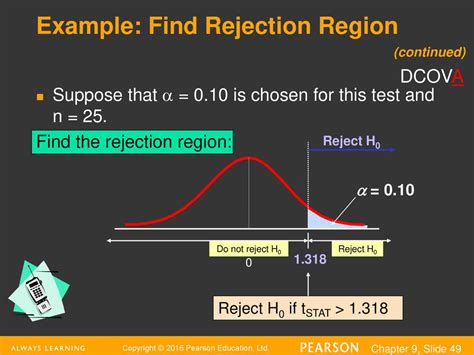how to find a rejection region