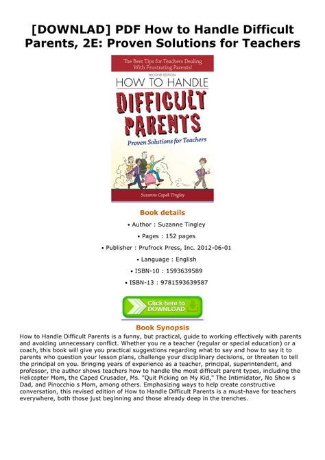 how to handle difficult parents 2e proven solutions for teachers Epub