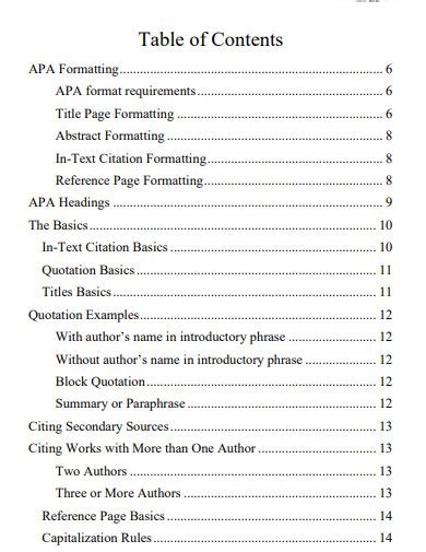 how to make a table of contents in apa style pdf Epub