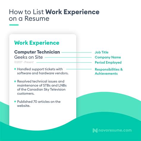 how to mention work experience in resume