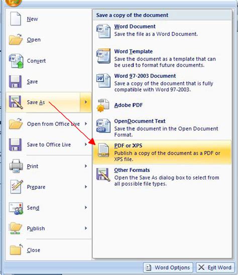 how to save word 2007 to pdf PDF