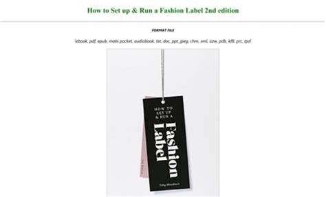 how to set up and run a fashion label 2nd edition Epub