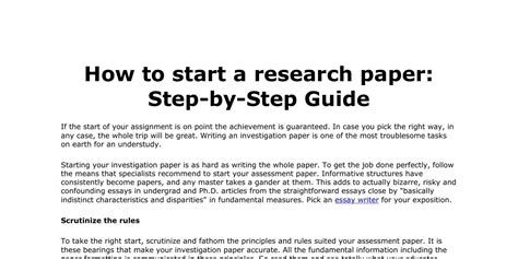 how to start a research paper Epub