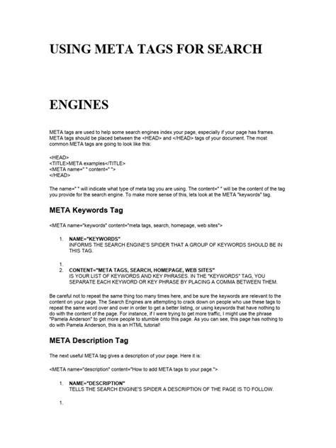 how to use meta tags for search engines pdf Doc