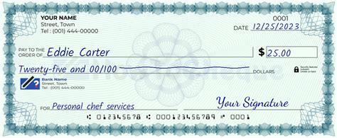 how to write a 25 dollar check