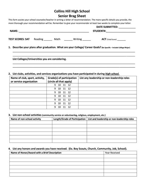 how to write a brag sheet