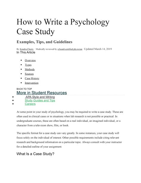 how to write a case study in psychology pdf Doc