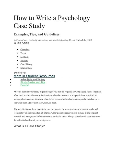 how to write a case study paper psychology Doc