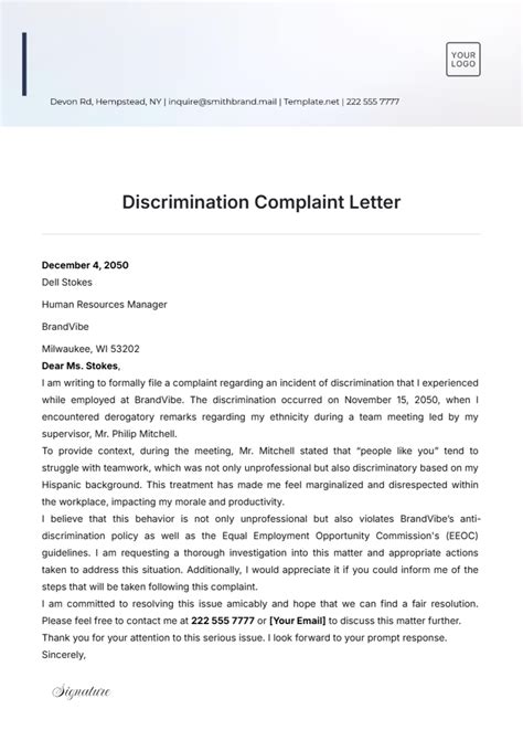 how to write a discrimination complaint letter Reader