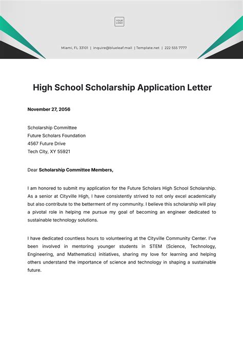 how to write a high school scholarship application letter Doc