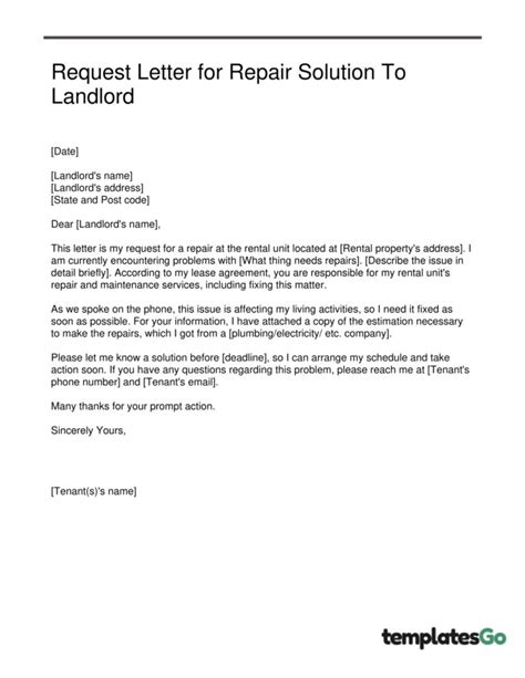 how to write a letter to landlord about repairs PDF