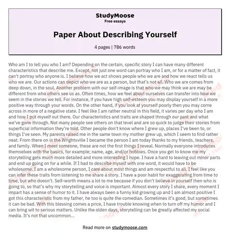 how to write a paper describing yourself Reader