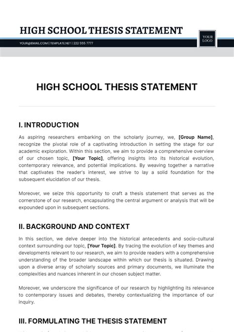 how to write a thesis paper for high school Reader