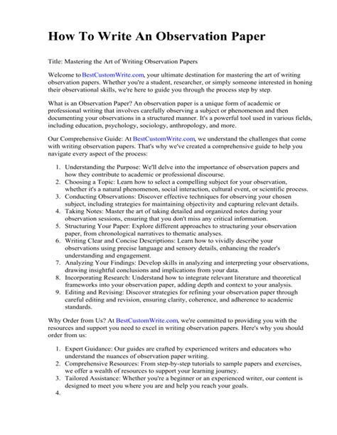 how to write an observation paper example Doc