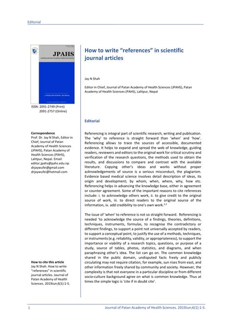 how to write journal references Doc