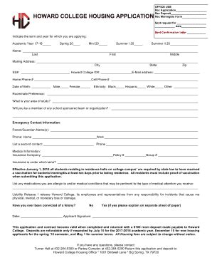 howard housing application