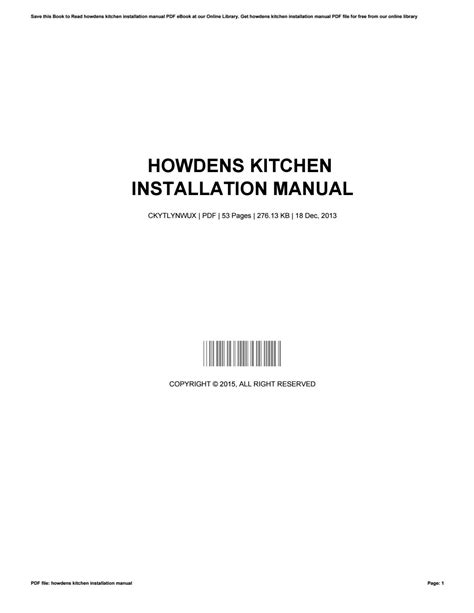 howdens joinery kitchen installation manual pdf Ebook Doc