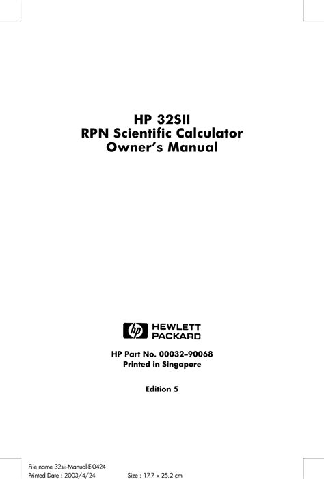 hp 32s ii user guide PDF