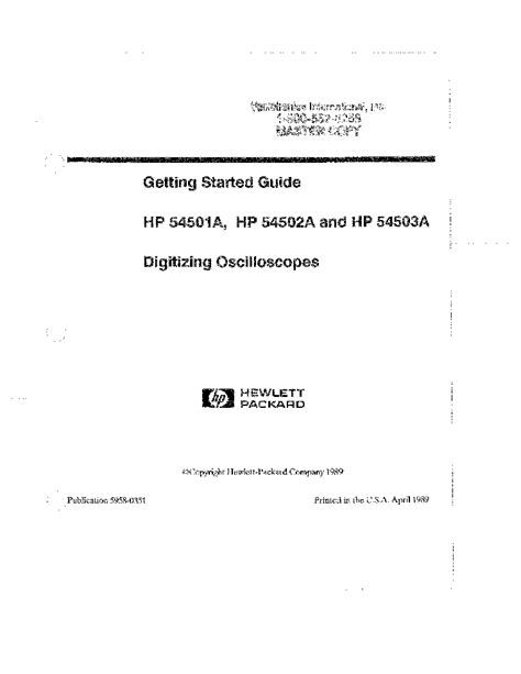 hp 54501a 02a 03a getting started guide user guide Kindle Editon