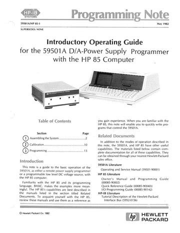 hp 59501a introductory user guide Epub